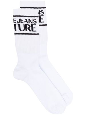 Versace Jeans Couture logo embroidered socks - White