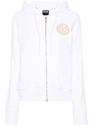 Versace Jeans Couture logo-embroidered zip-up hoodie - White