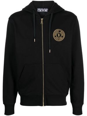Versace Jeans Couture logo-embroidered zipped hoodie - Black