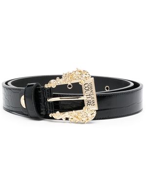 Versace Jeans Couture logo-engraved buckle leather belt - Black