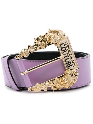 Versace Jeans Couture logo-engraved calf leather belt - Purple