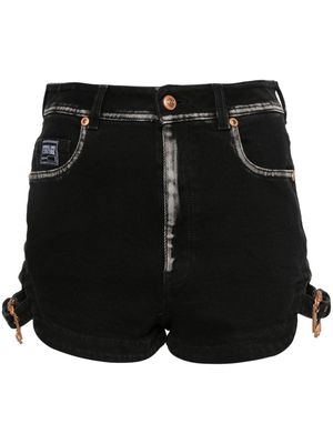 Versace Jeans Couture logo-engraved denim shorts - Black