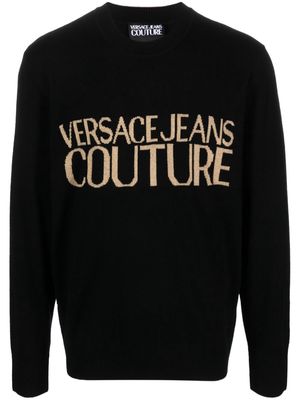 Versace Jeans Couture logo intarsia-knit jumper - Black