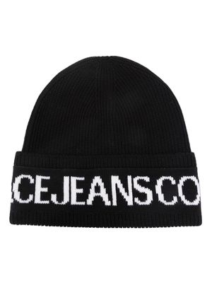 Versace Jeans Couture logo intarsia-knit wool blend beanie - Black
