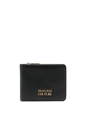 Versace Jeans Couture logo-letter zip wallet - Black