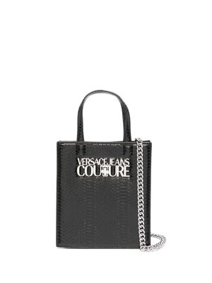 Versace Jeans Couture logo-lettering crocodile-embossed mini bag - Black