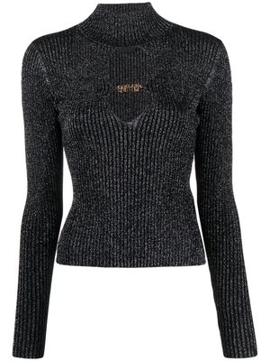Versace Jeans Couture logo-lettering cut-out detailing jumper - Black