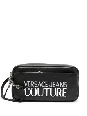 Versace Jeans Couture logo-lettering faux-leather clutch bag - Black