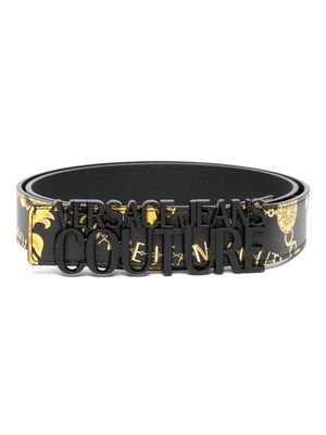 Versace Jeans Couture logo-lettering leather belt - Black