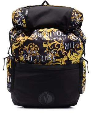 Versace Jeans Couture logo-patch Barocco backpack - Black