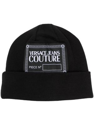 Versace Jeans Couture logo-patch beanie hat - Black
