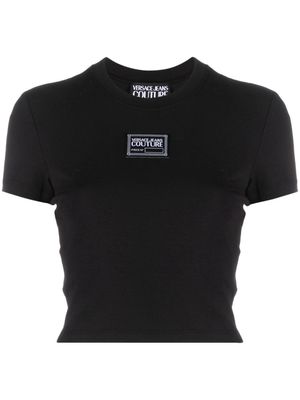 Versace Jeans Couture logo-patch cotton crop top - Black