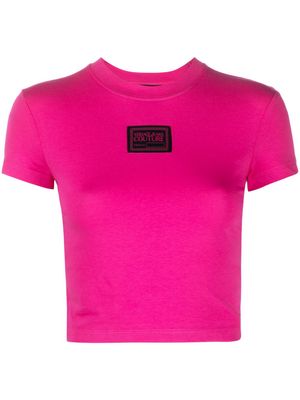 Versace Jeans Couture logo-patch cotton crop top - Pink