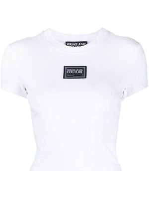 Versace Jeans Couture logo-patch cotton crop top - White
