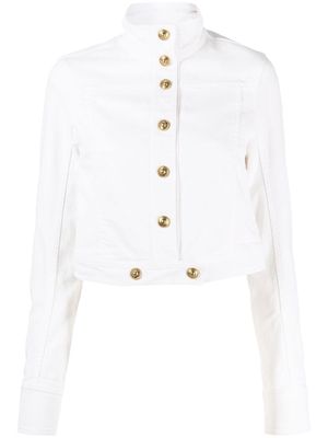 Versace Jeans Couture logo-patch cropped jacket - White