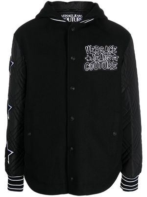 Versace Jeans Couture logo-patch hooded bomber jacket - Black