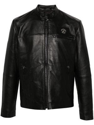 Versace Jeans Couture logo-patch leather jacket - Black