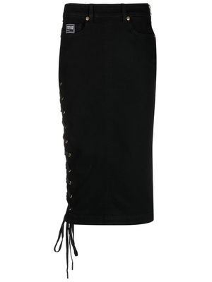 Versace Jeans Couture logo-patch pencil skirt - Black