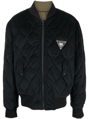 Versace Jeans Couture logo-patch quilted bomber jacket - Black