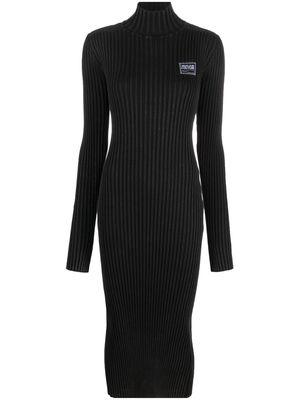 Versace Jeans Couture logo patch ribbed midi dress - Black