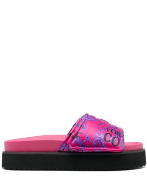 Versace Jeans Couture logo-patch slides - Pink