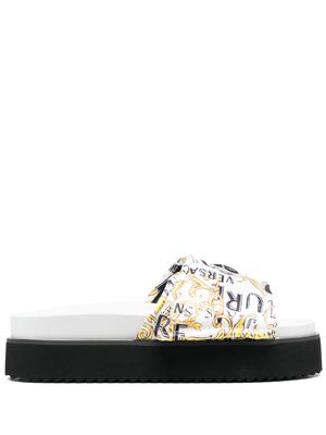 Versace Jeans Couture logo-patch slides - White