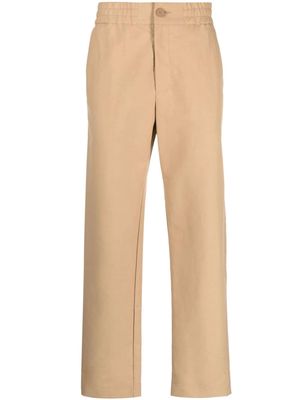 Versace Jeans Couture logo-patch straight-leg trousers - Neutrals