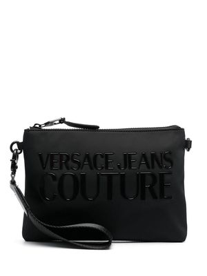 Versace Jeans Couture logo-patch zip-up clutch bag - Black
