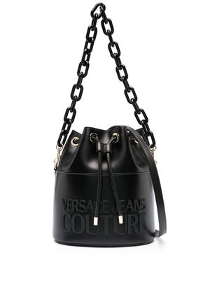 Versace Jeans Couture logo-plaque bucket bag - Black