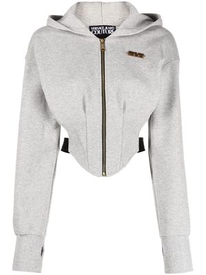 Versace Jeans Couture logo-plaque cropped jacket - Grey