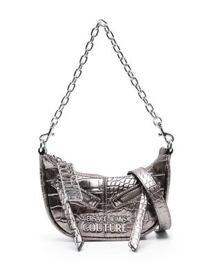 Versace Jeans Couture logo-plaque embossed-crocodile crossbody bag - Silver