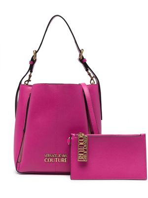 Versace Jeans Couture logo-plaque faux-leather crossbody bag - Purple