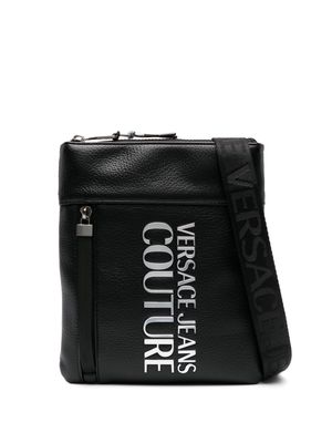 Versace Jeans Couture logo-plaque faux-leather messenger bag - Black