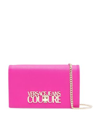 Versace Jeans Couture logo-plaque faux-leather shoulder bag - Pink