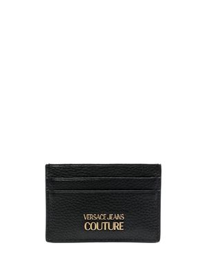 Versace Jeans Couture logo-plaque grained leather cardholder - Black