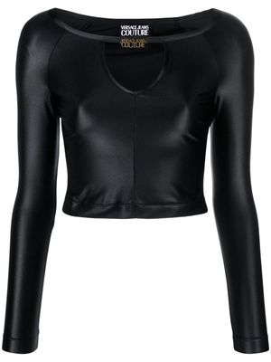 Versace Jeans Couture logo-plaque jersey crop top - Black