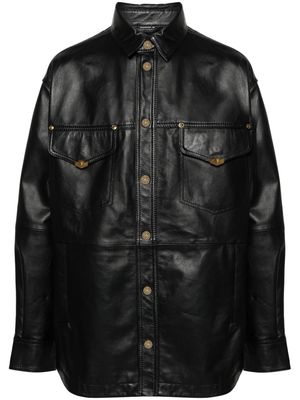 Versace Jeans Couture logo-plaque leather jacket - Black