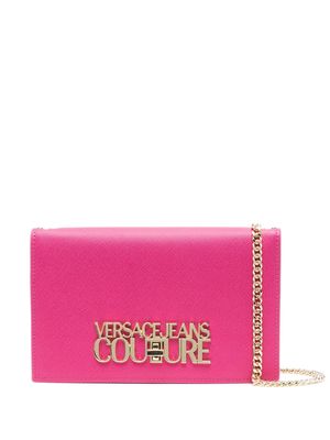 Versace Jeans Couture logo-plaque leather shoulder bag - Pink