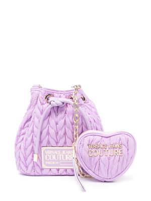 Versace Jeans Couture logo-plaque quilted bucket bag - Purple