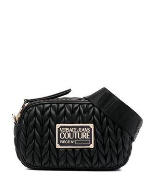 Versace Jeans Couture logo-plaque quilted crossbody bag - Black