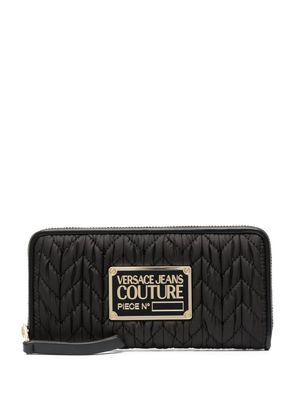 Versace Jeans Couture logo-plaque quilted leather purse - Black