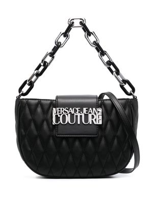 Versace Jeans Couture logo-plaque quilted shoulder bag - Black