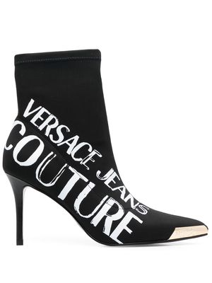 Versace Jeans Couture logo print 90mm ankle boots - Black