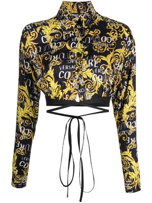 Versace Jeans Couture logo-print buttoned cropped shirt - Black