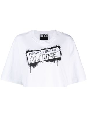 Versace Jeans Couture logo-print cropped cotton T-shirt - White
