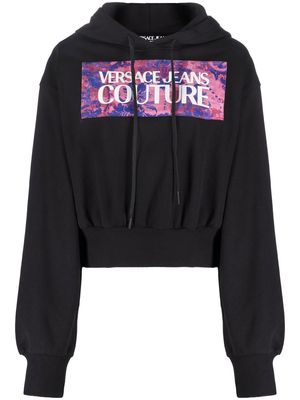 Versace Jeans Couture logo-print cropped hoodie - Black