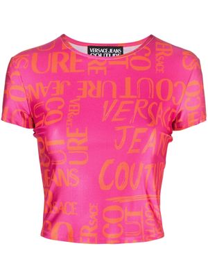 Versace Jeans Couture logo-print cropped T-shirt - Pink