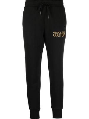 Versace Jeans Couture logo-print cropped track pants - Black