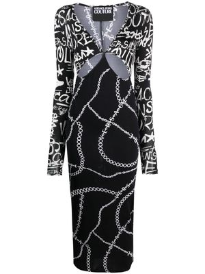 Versace Jeans Couture logo-print cut-out midi dress - Black