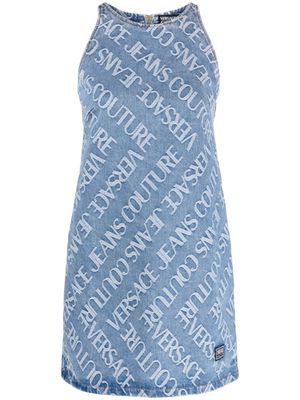 Versace Jeans Couture logo-print denim minidress - Blue